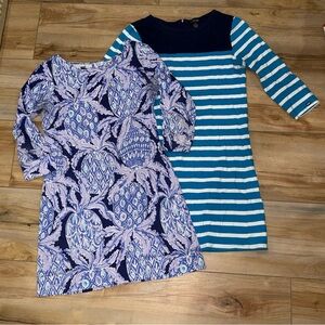 Lilly Pulitzer Purple Pineapple & US Polo Assn Blue White Cotton Dresses Medium